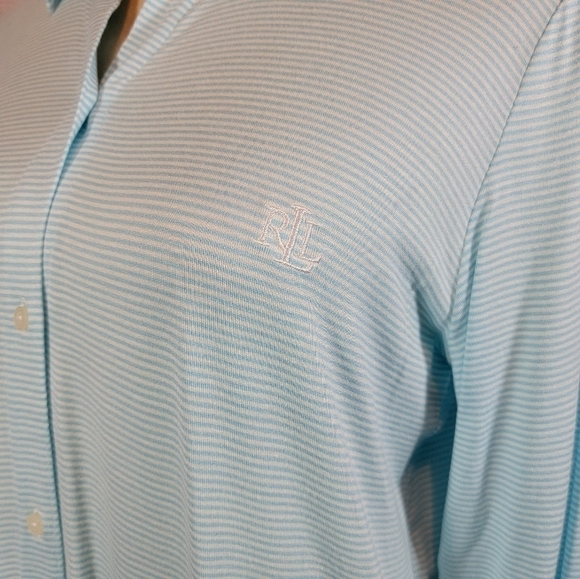 LAUREN Ralph Lauren Soft Striped Button Up Nightgown Blue & White Size Medium - Picture 6 of 7